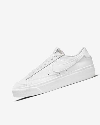 White Women's Nike Blazer Low Platform Sneakers | UK5471