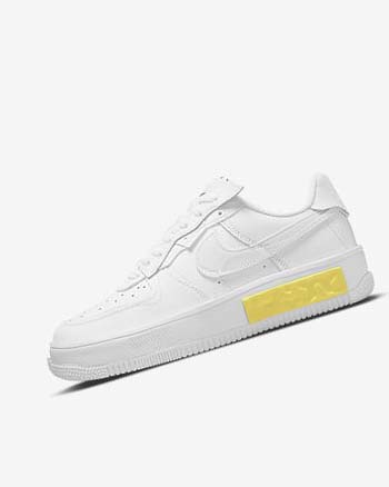 White / Yellow / White Women's Nike Air Force 1 Fontanka Sneakers | UK4693