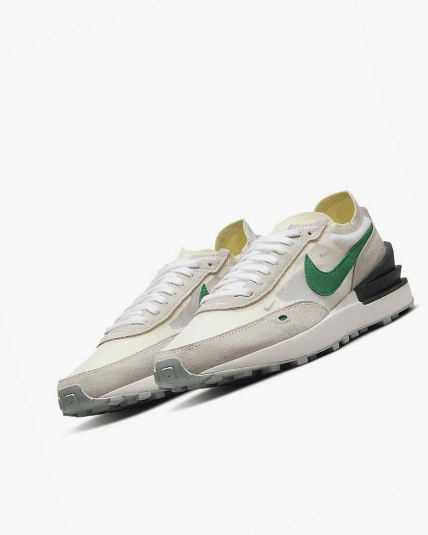 Beige / Green / Black Men's Nike Waffle One Sneakers | UK4614