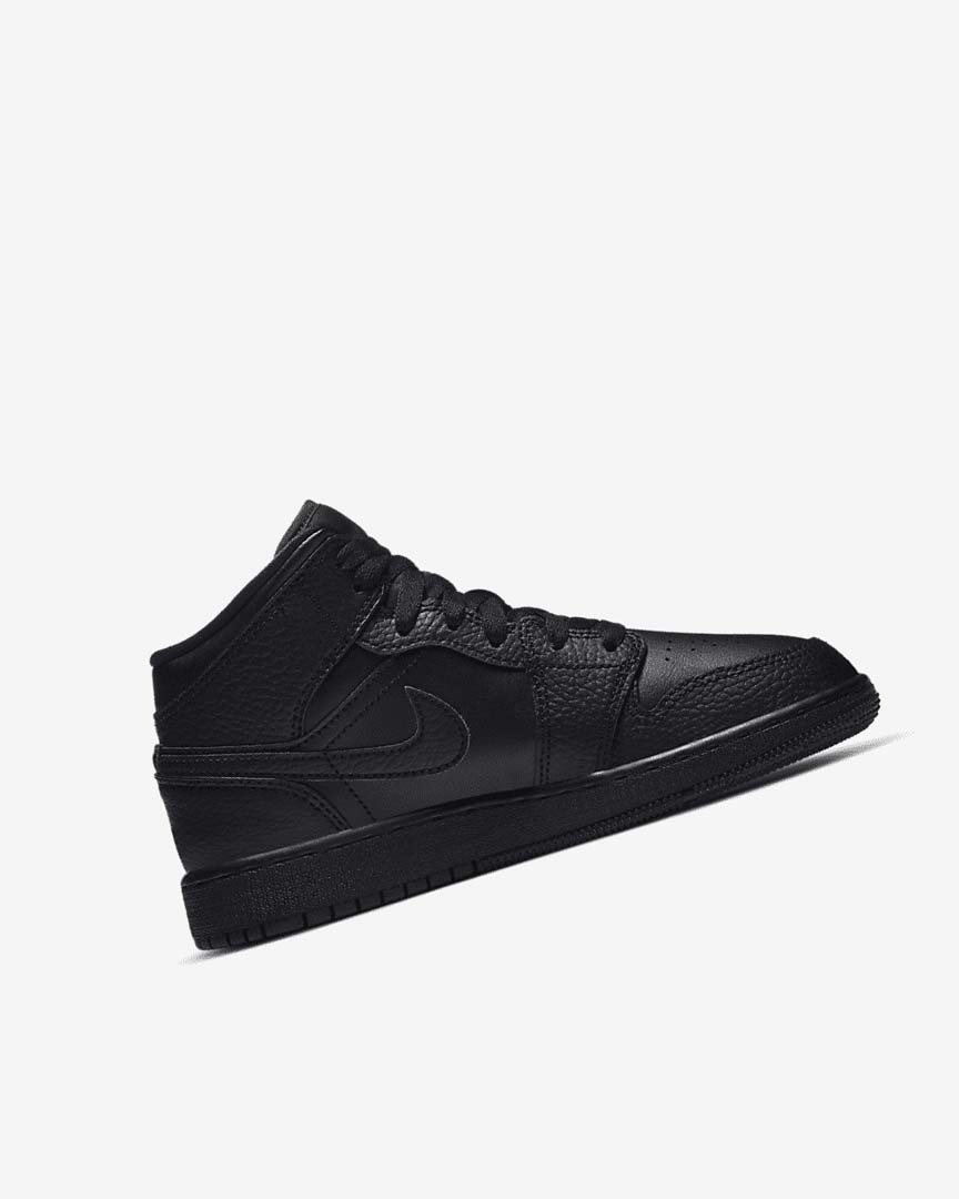 Black / Black / Black Boys' Nike Air Jordan 1 Mid Sneakers | UK2646