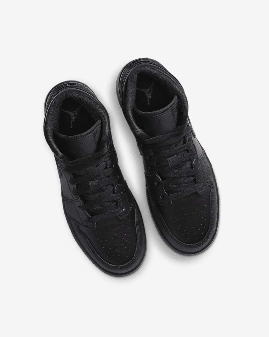 Black / Black / Black Boys' Nike Air Jordan 1 Mid Sneakers | UK2646