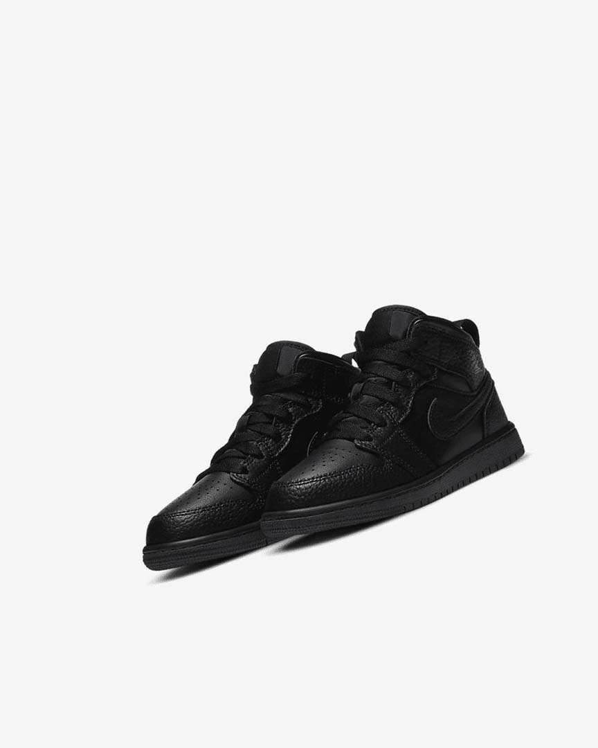 Black / Black / Black Boys' Nike Jordan 1 Mid Shoes | UK5255