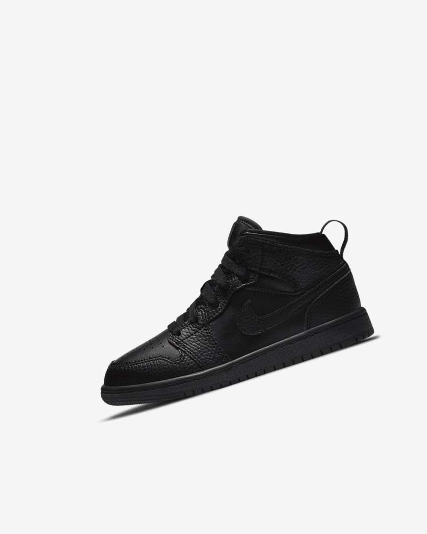 Black / Black / Black Boys\' Nike Jordan 1 Mid Shoes | UK5255