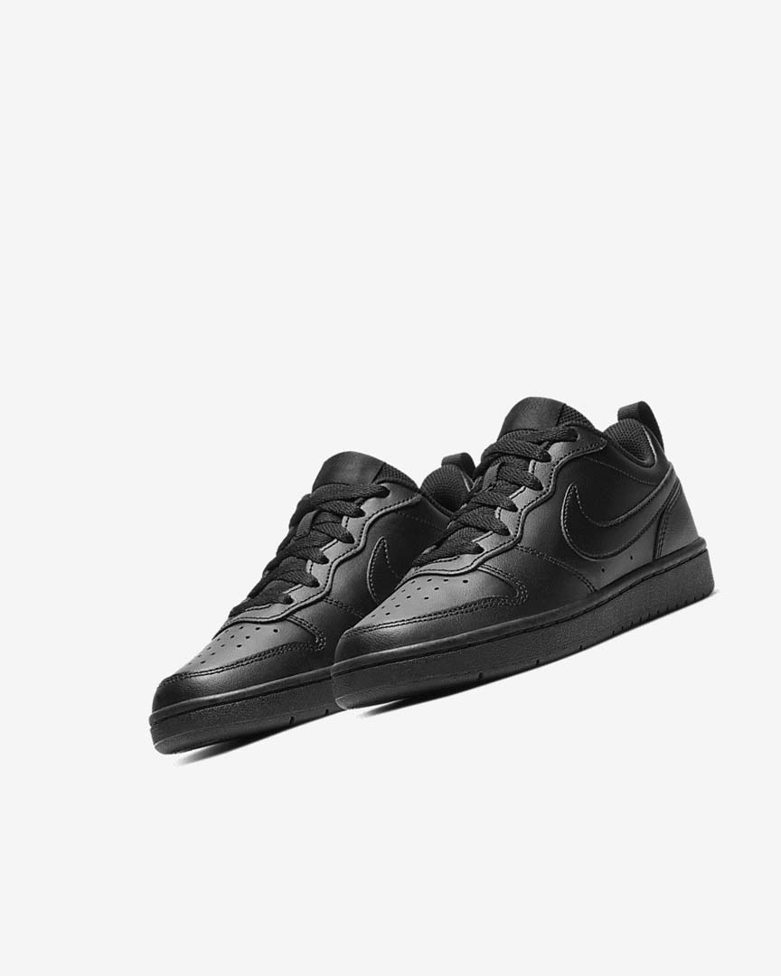 Black / Black / Black Girls' Nike Court Borough Low 2 Shoes | UK2517