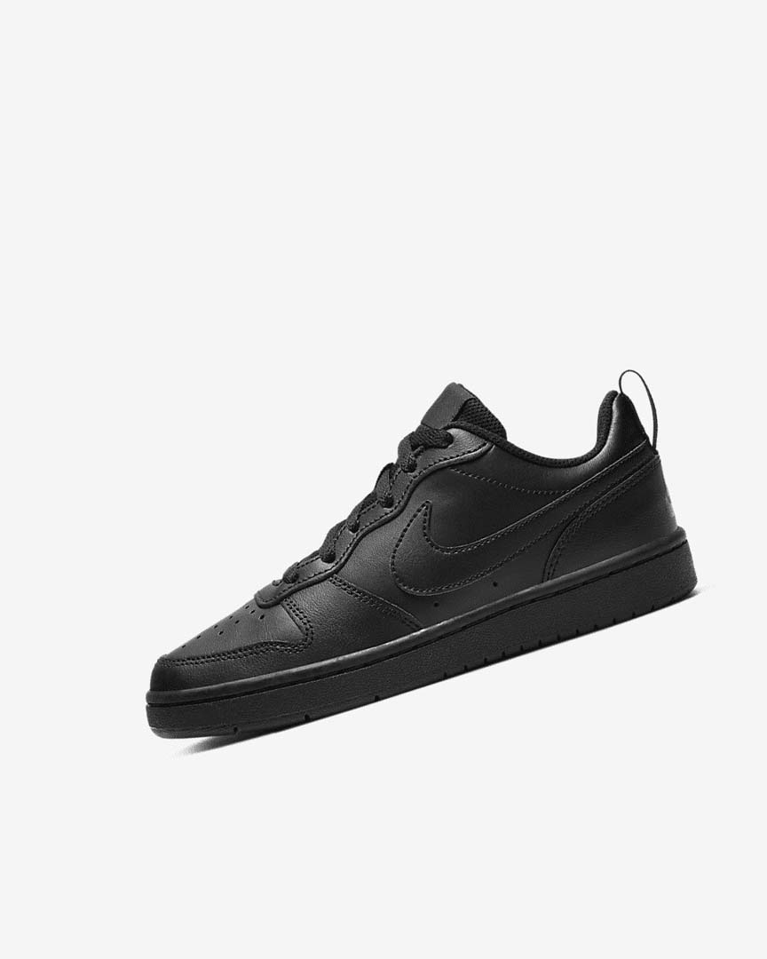 Black / Black / Black Girls\' Nike Court Borough Low 2 Shoes | UK2517