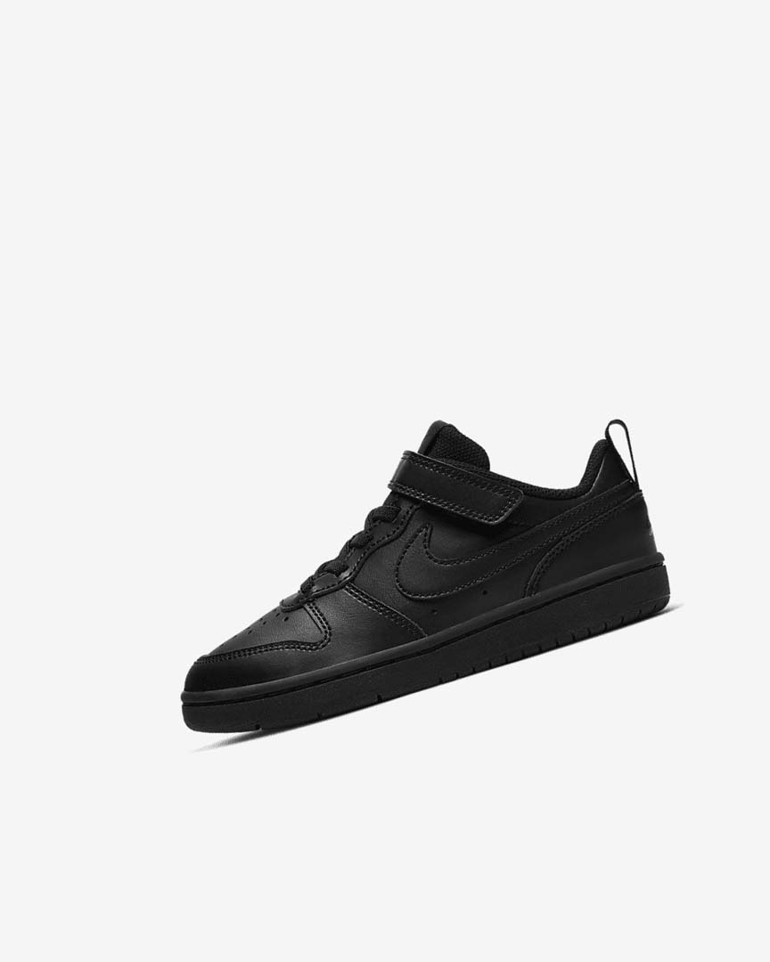 Black / Black / Black Girls\' Nike Court Borough Low 2 Shoes | UK3003