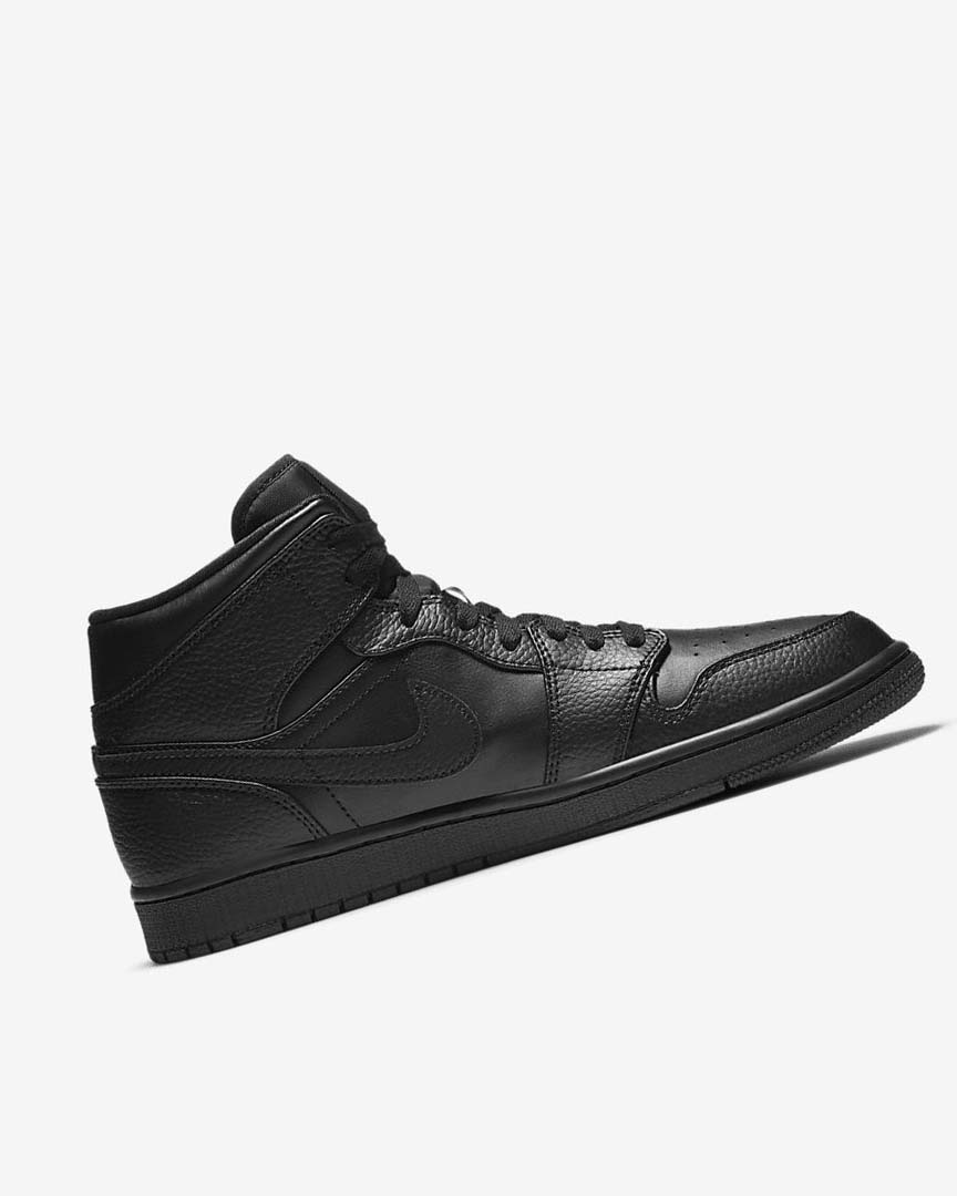 Black / Black / Black Men's Nike Air Jordan 1 Mid Sneakers | UK5242