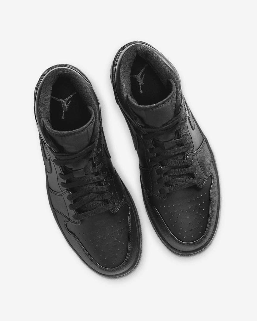 Black / Black / Black Men's Nike Air Jordan 1 Mid Sneakers | UK5242