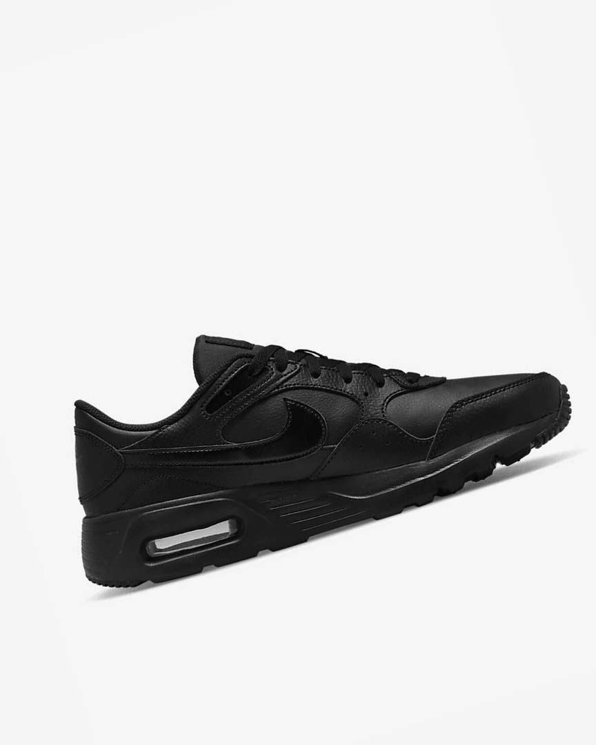 Black / Black / Black Men's Nike Air Max SC Leather Sneakers | UK5312