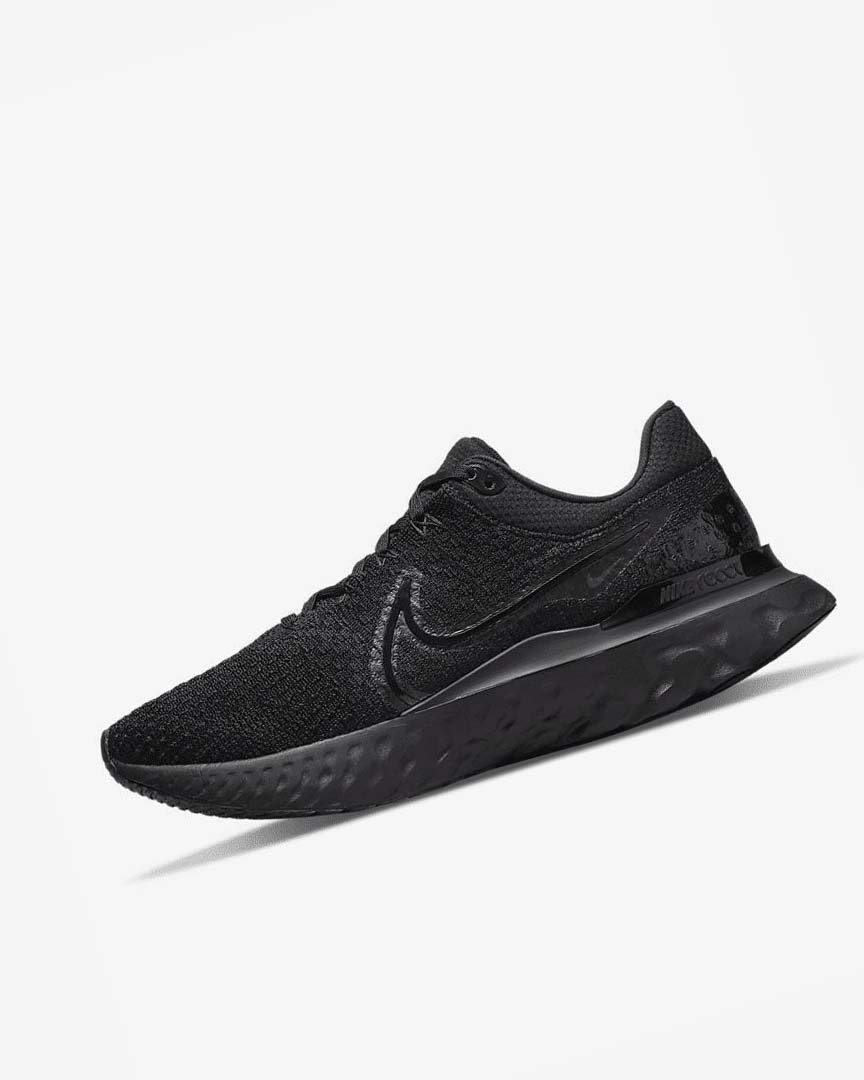 Black / Black / Black Men\'s Nike React Infinity Run Flyknit 3 Running Shoes | UK5330