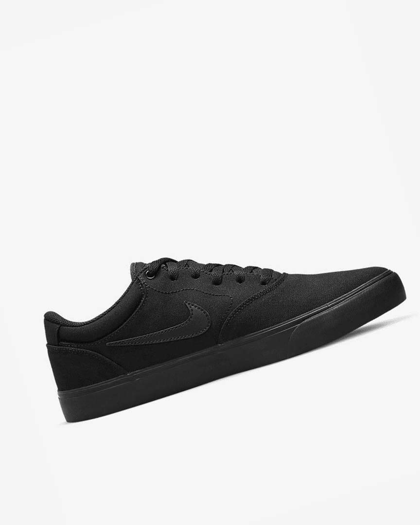 Black / Black / Black Men's Nike SB Chron 2 Canvas Skate Shoes | UK2418