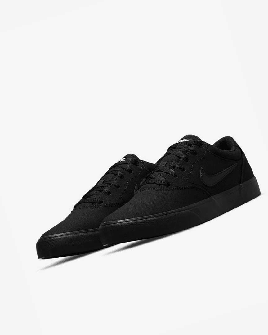 Black / Black / Black Men's Nike SB Chron 2 Canvas Skate Shoes | UK2418