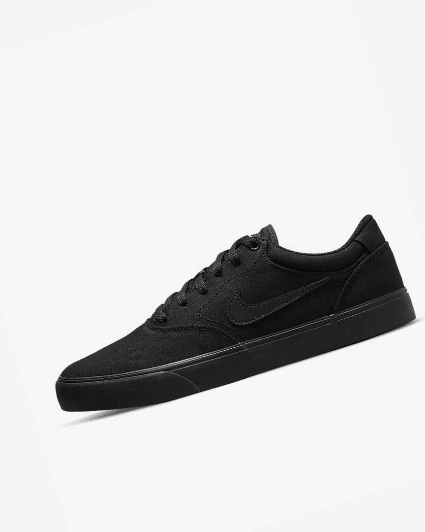 Black / Black / Black Men\'s Nike SB Chron 2 Canvas Skate Shoes | UK2418