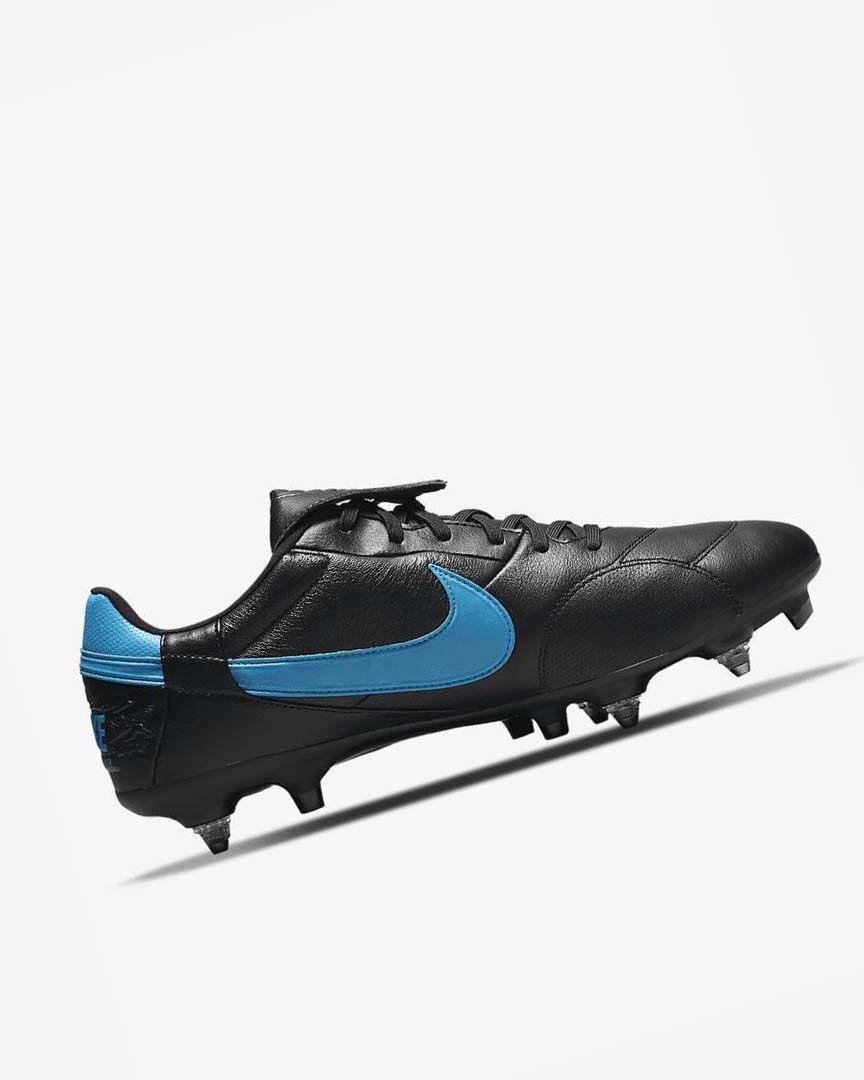 Black / Black / Blue Men's Nike The Premier 3 SG-PRO Anti-Clog Traction Football Boots | UK4594