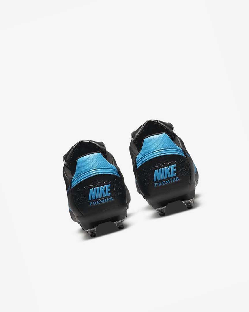 Black / Black / Blue Men's Nike The Premier 3 SG-PRO Anti-Clog Traction Football Boots | UK4594