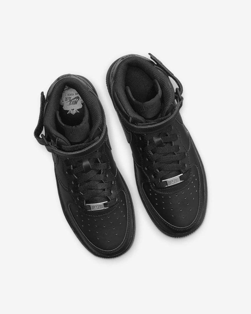 Black / Black Boys' Nike Air Force 1 Mid LE Sneakers | UK5391