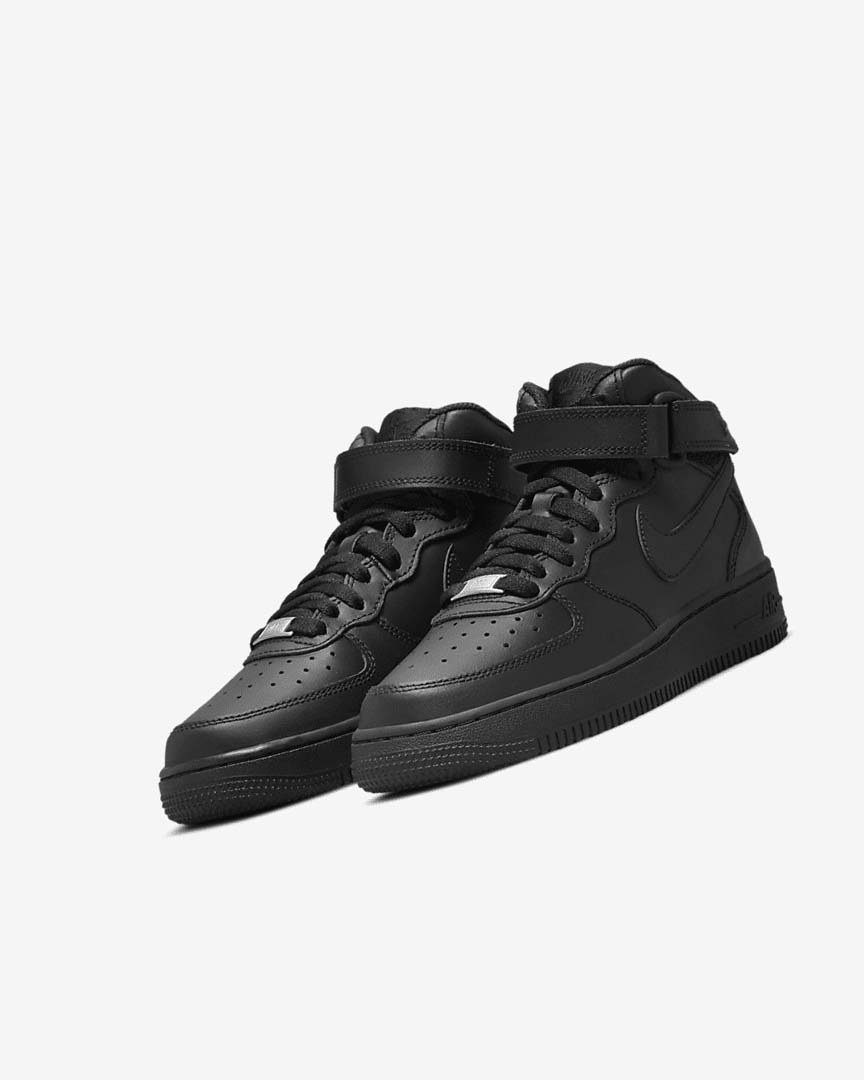 Black / Black Boys' Nike Air Force 1 Mid LE Sneakers | UK5391