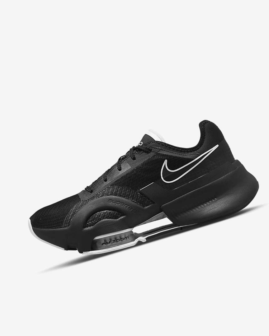 Black / Black / Dark Grey / White Women\'s Nike Air Zoom SuperRep 3 Training Shoes | UK5248