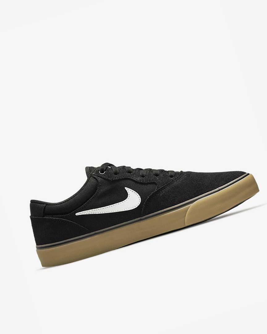 Black / Black / Light Brown / White Men's Nike SB Chron 2 Skate Shoes | UK4516