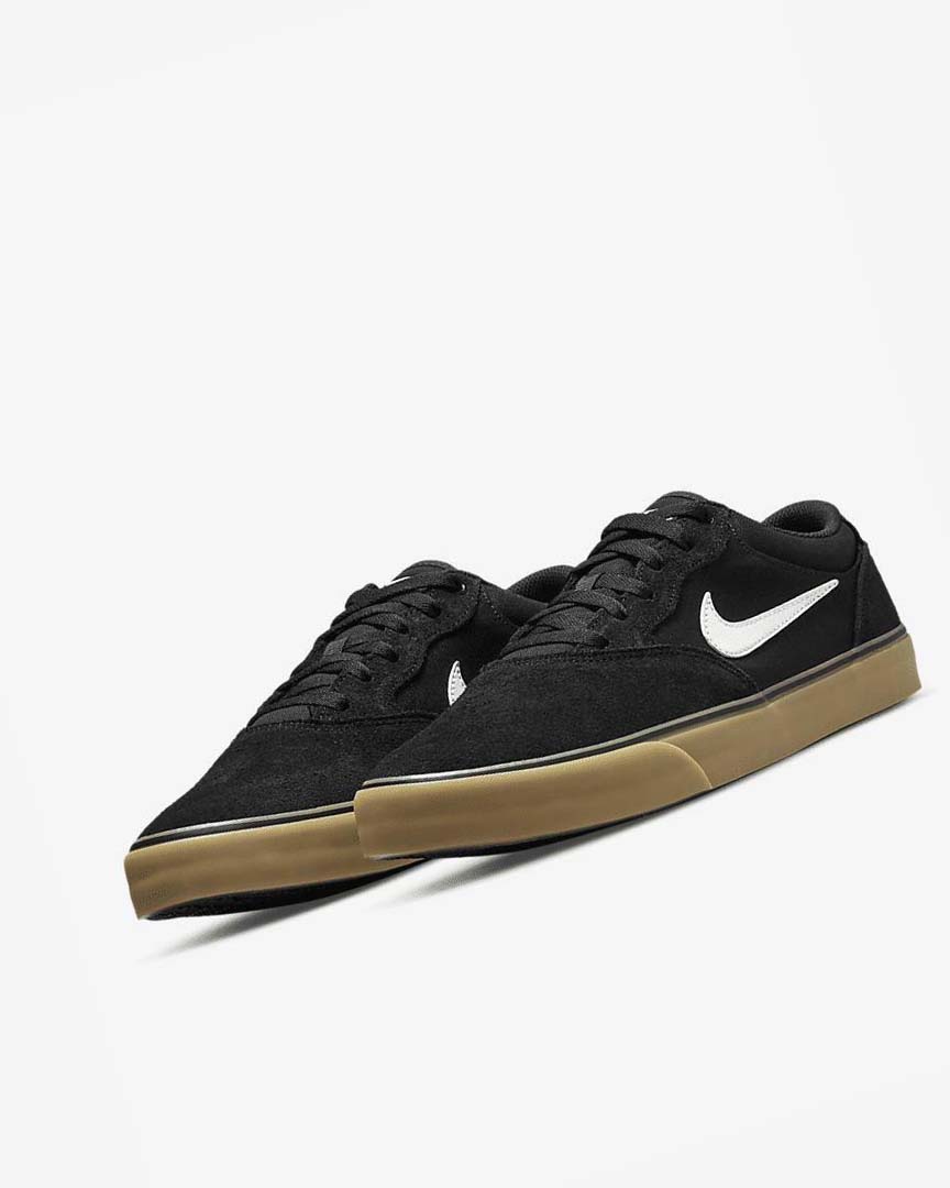 Black / Black / Light Brown / White Men's Nike SB Chron 2 Skate Shoes | UK4516