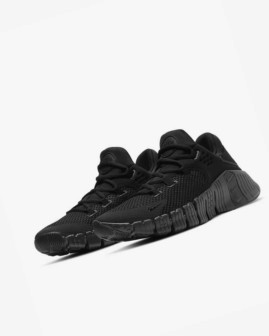 Black / Black Men's Nike Free Metcon 4 Training Shoes | UK4587