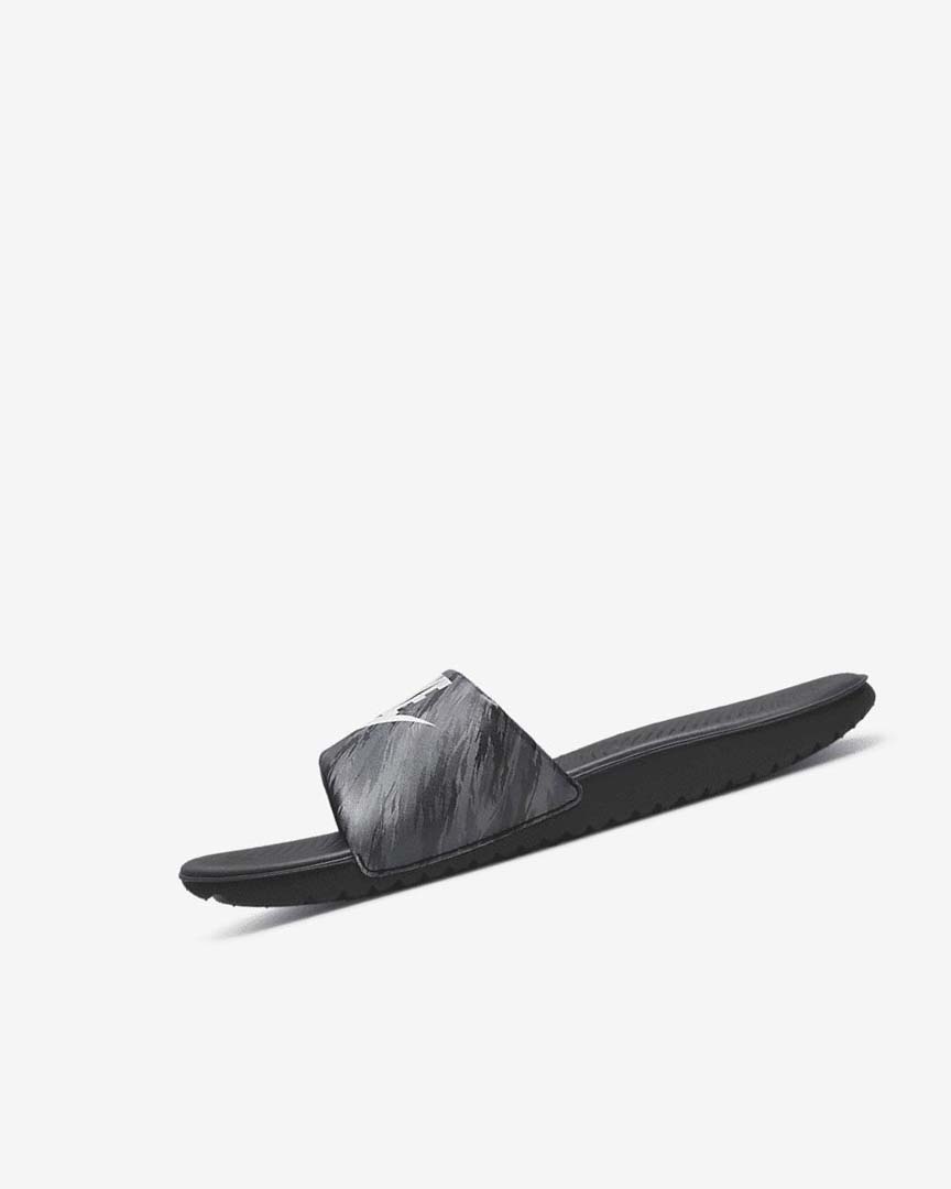 Black / Black / Platinum Boys\' Nike Kawa SE Slides | UK5148