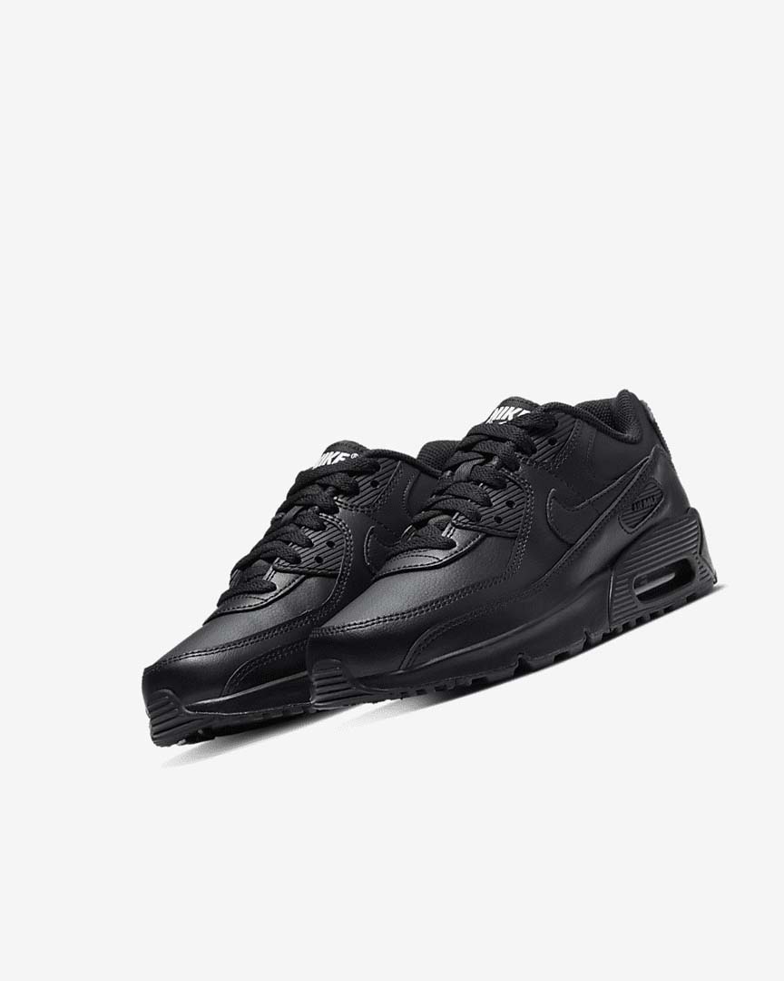 Black / Black / White / Black Boys' Nike Air Max 90 LTR Casual Shoes | UK5381