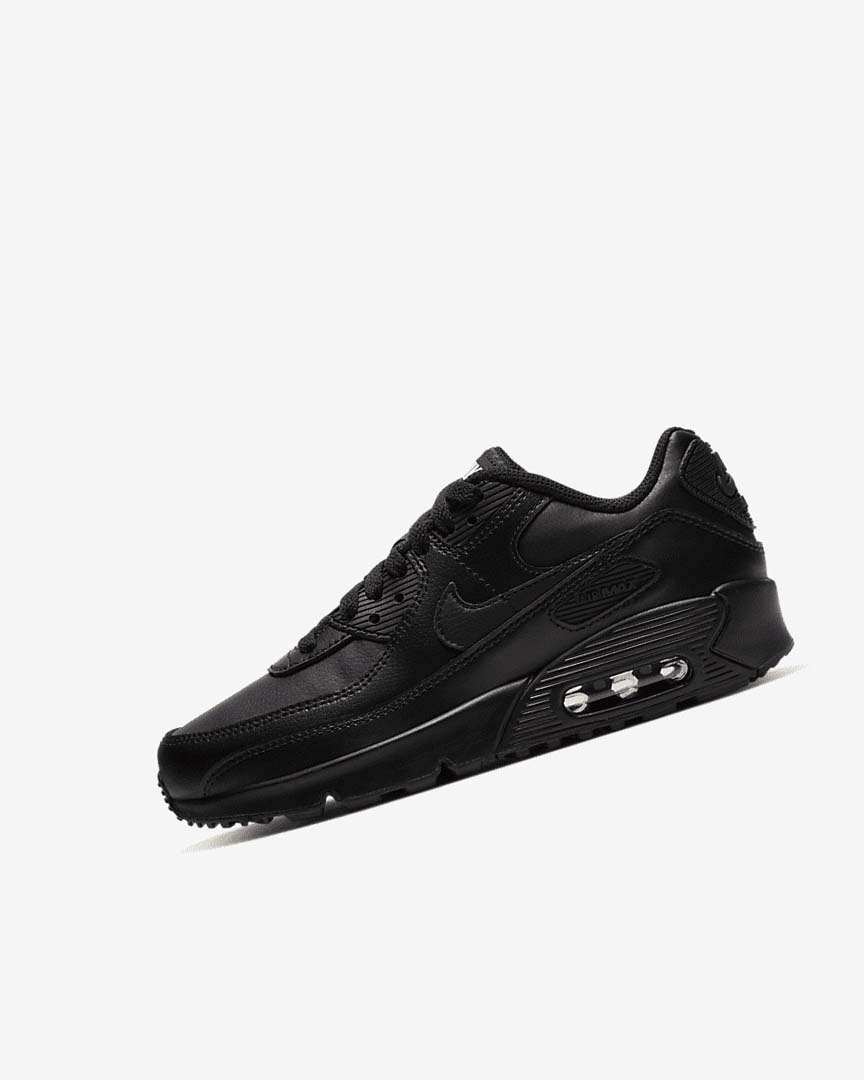 Black / Black / White / Black Girls\' Nike Air Max 90 LTR Casual Shoes | UK2785