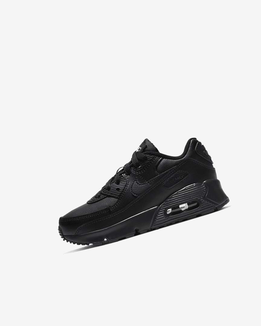 Black / Black / White / Black Girls\' Nike Air Max 90 Casual Shoes | UK4502