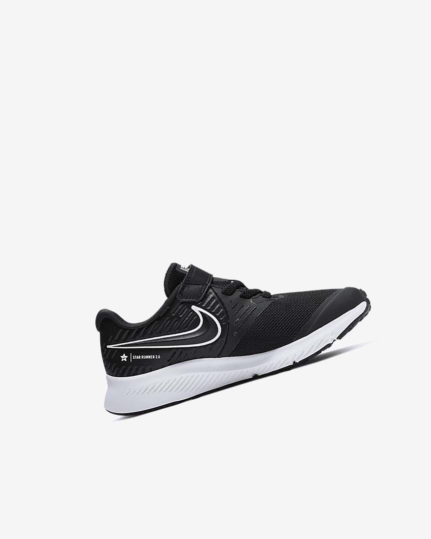 Black / Black / White Girls' Nike Star Runner 2 Running Shoes | UK2673