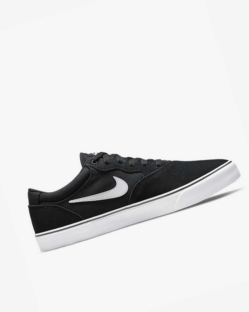 Black / Black / White Men's Nike SB Chron 2 Skate Shoes | UK2218