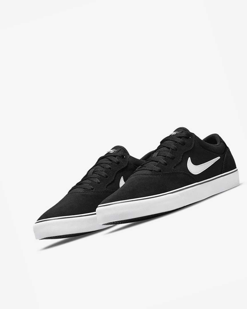 Black / Black / White Men's Nike SB Chron 2 Skate Shoes | UK2218