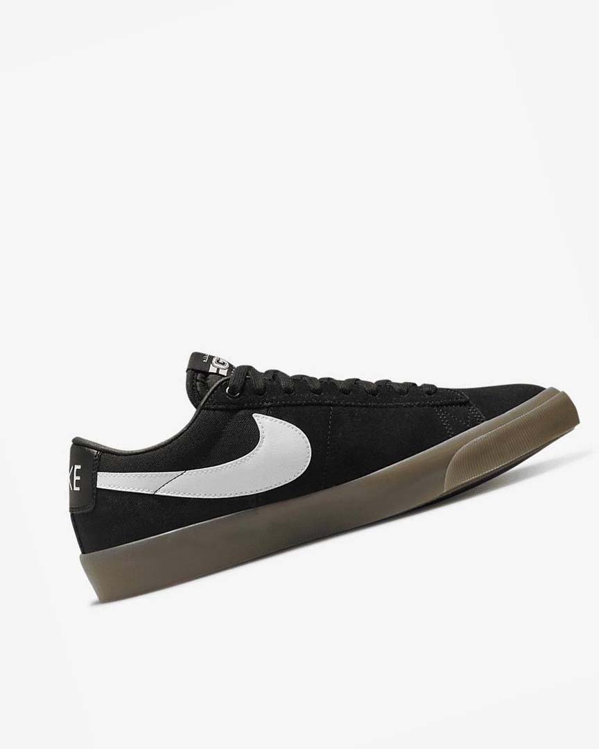 Black / Black / White / White Men's Nike SB Zoom Blazer Low Pro GT Skate Shoes | UK5167