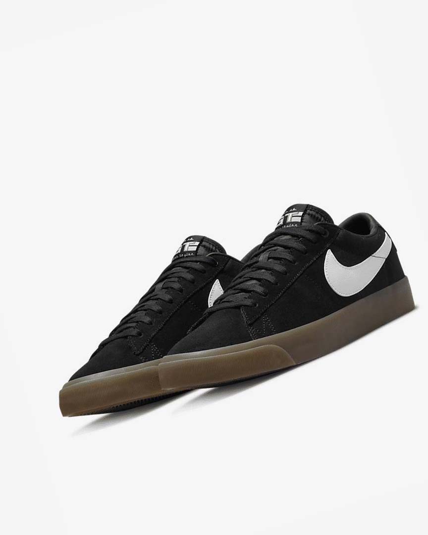 Black / Black / White / White Men's Nike SB Zoom Blazer Low Pro GT Skate Shoes | UK5167