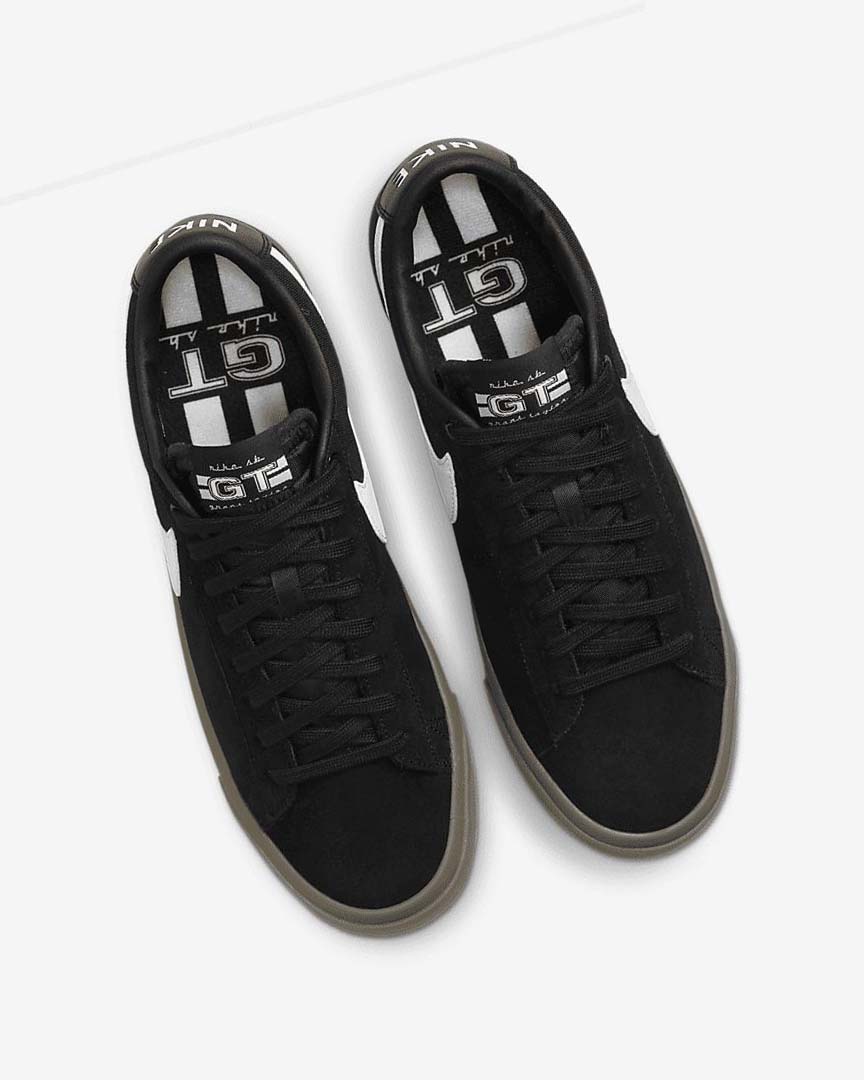 Black / Black / White / White Women's Nike SB Zoom Blazer Low Pro GT Skate Shoes | UK3198