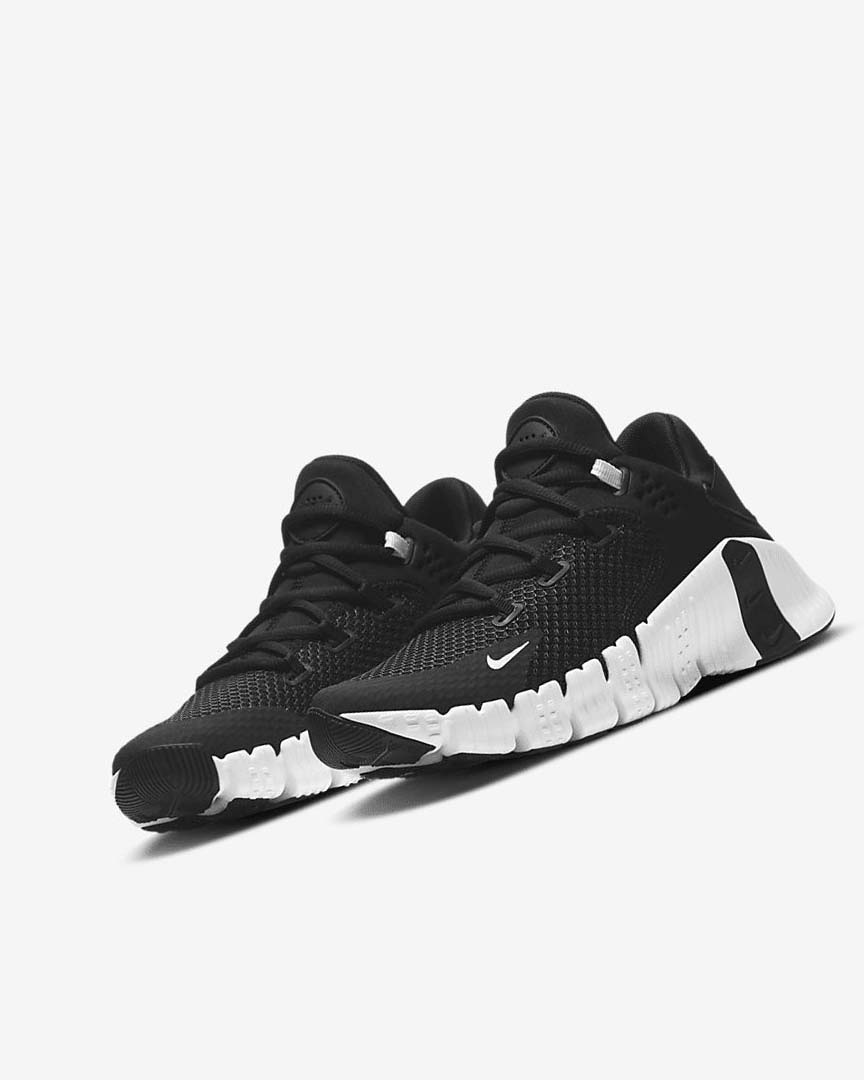 Black / Black / White Women's Nike Free Metcon 4 Training Shoes | UK4496