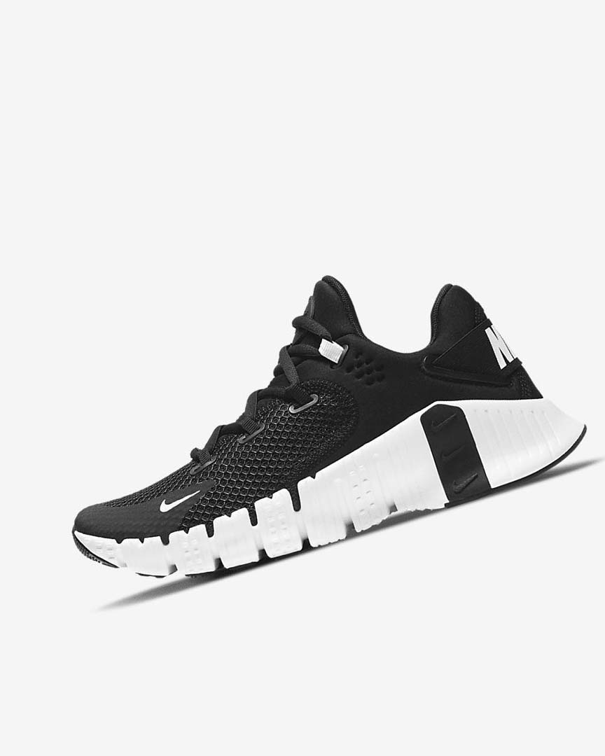 Black / Black / White Women\'s Nike Free Metcon 4 Training Shoes | UK4496