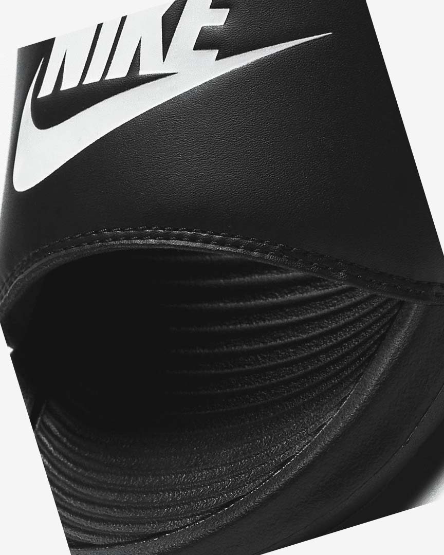 Black / Black / White Women's Nike Victori One Slides | UK4495