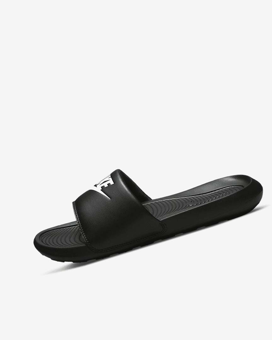 Black / Black / White Women\'s Nike Victori One Slides | UK4495