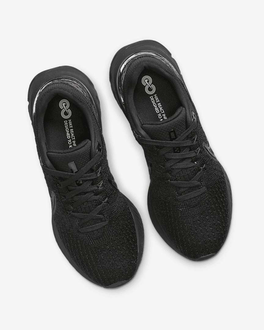 Black / Black Women's Nike React Infinity Run Flyknit 3 Running Shoes | UK5060