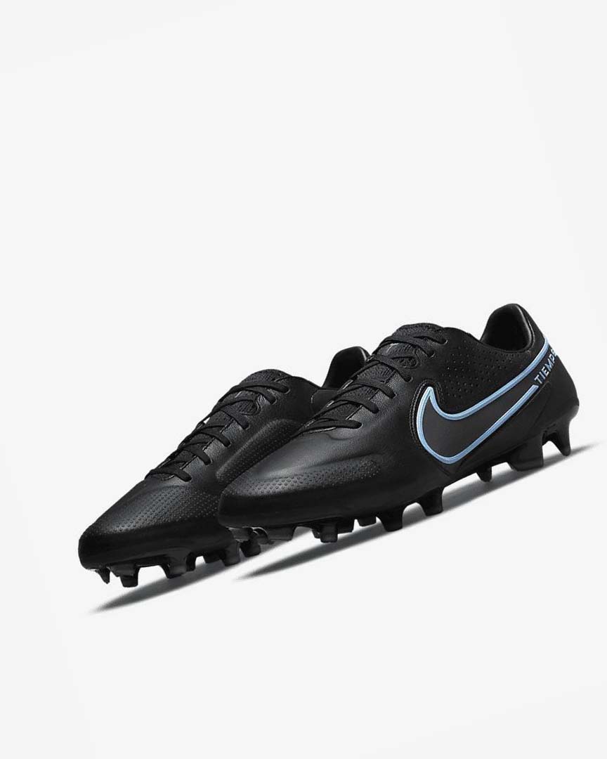 Black / Blue Men's Nike Tiempo Legend 9 Pro FG Football Boots | UK3162