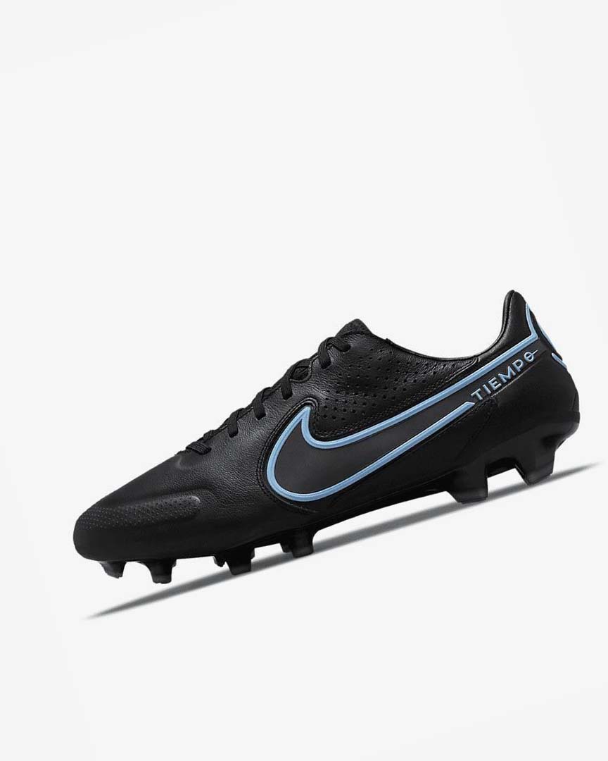 Black / Blue Men\'s Nike Tiempo Legend 9 Pro FG Football Boots | UK3162