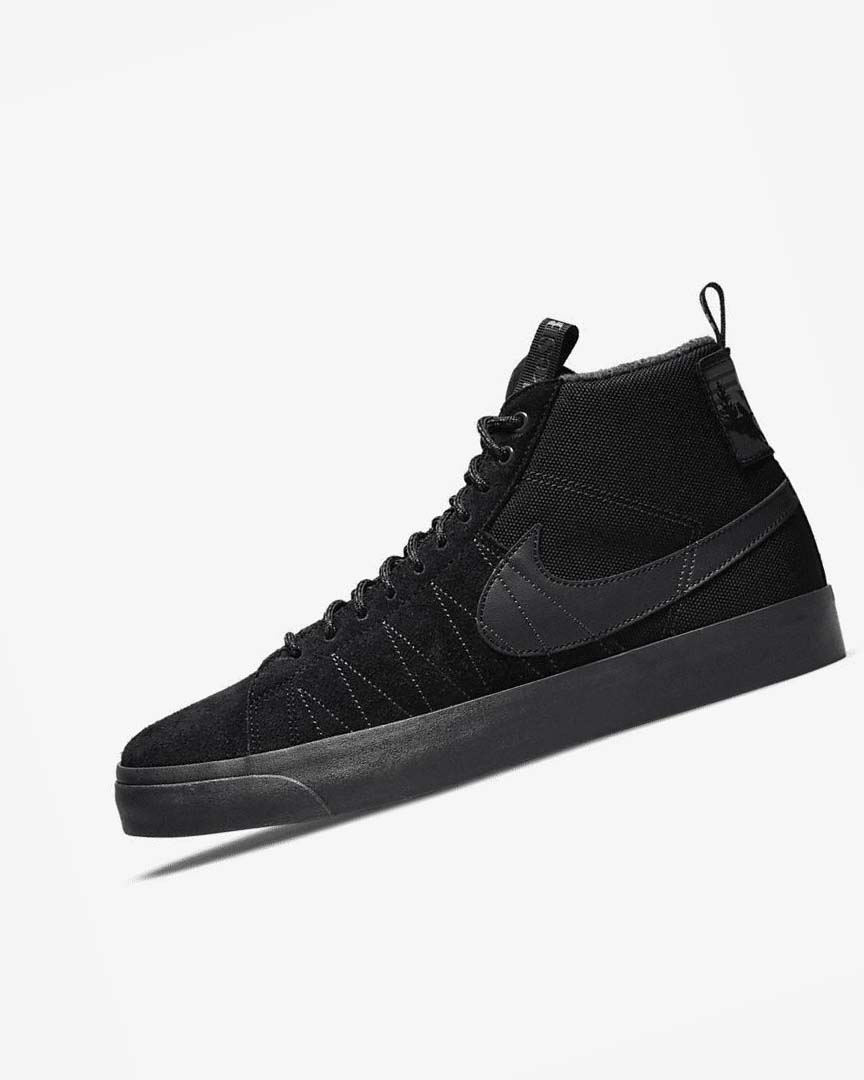 Black / Dark Grey / Black / Black Men\'s Nike SB Zoom Blazer Mid PRM Skate Shoes | UK4977