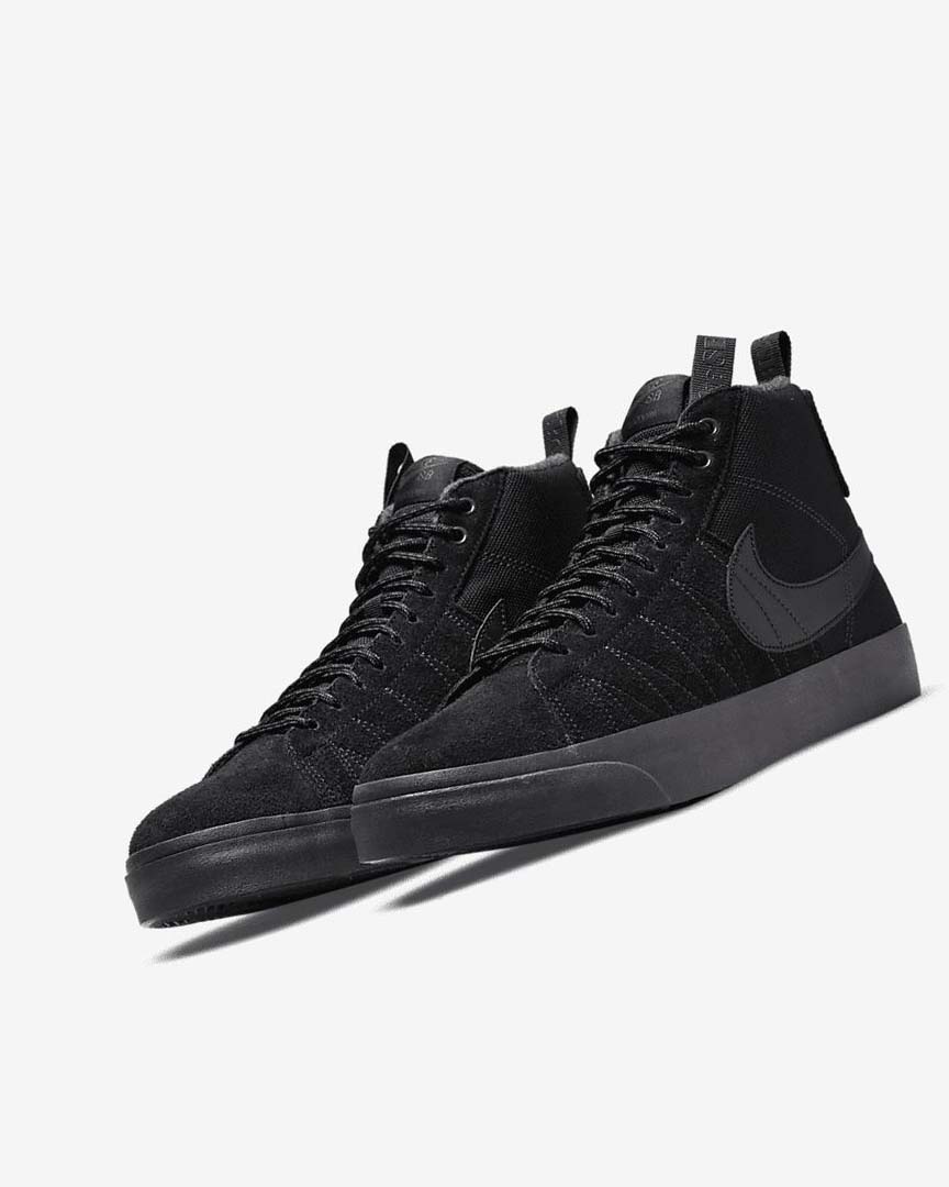 Black / Dark Grey / Black / Black Women's Nike SB Zoom Blazer Mid PRM Skate Shoes | UK4717