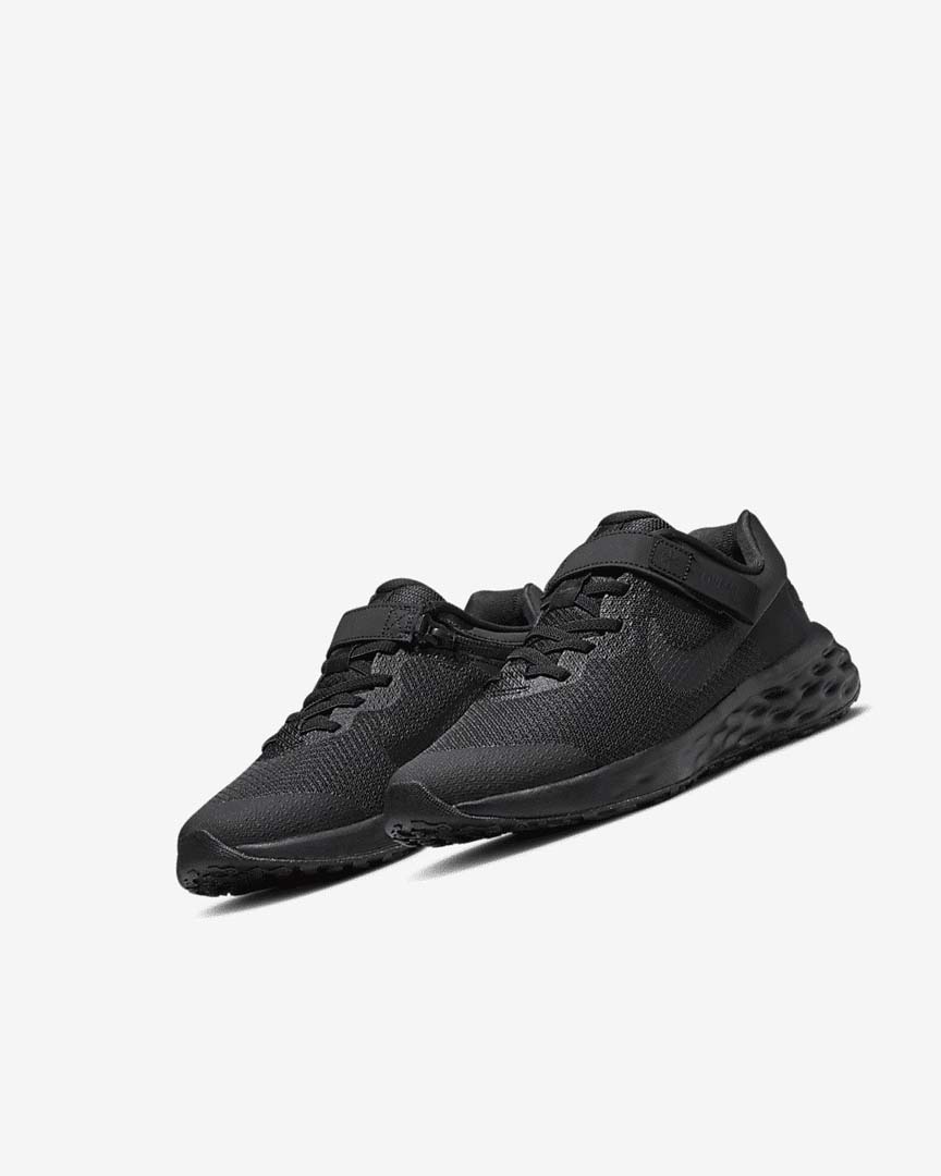 Black / Dark Grey / Black Girls' Nike Revolution 6 FlyEase Running Shoes | UK5404