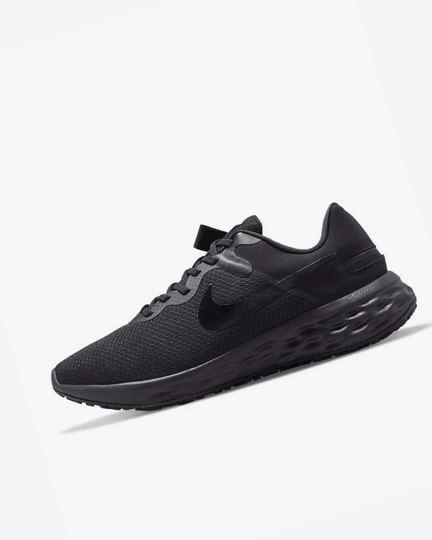 Black / Dark Grey / Black Men\'s Nike Revolution 6 FlyEase Next Nature Running Shoes | UK2979