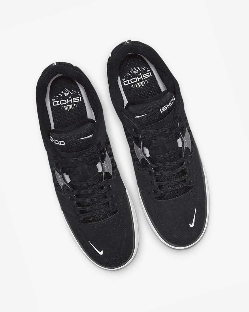 Black / Dark Grey / Black / White Men's Nike SB Ishod Wair Skate Shoes | UK5282