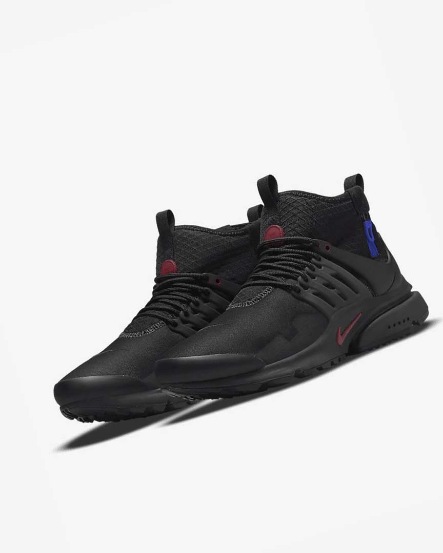 Black / Dark Grey / Blue / Red Men's Nike Air Presto Mid Utility Casual Shoes | UK4553