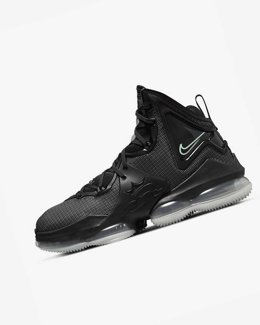 Black / Dark Grey / Green Men\'s Nike LeBron 19 Basketball Shoes | UK4616