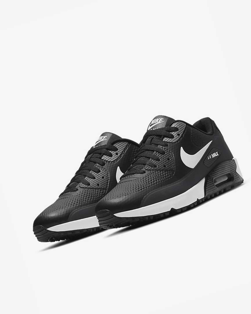 Black / Dark Grey / Grey / White Men's Nike Air Max 90 G Golf Shoes | UK2457